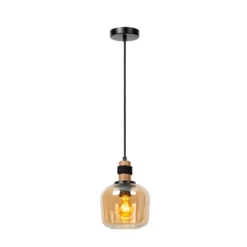 Ilona lámpara colgante, cristal, Ø 18 cm, negro/ámbar, 1 luz