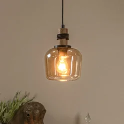 Ilona lámpara colgante, cristal, Ø 18 cm, negro/ámbar, 1 luz