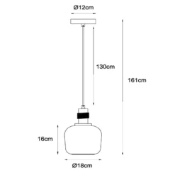 Ilona lámpara colgante, cristal, Ø 18 cm, negro/ámbar, 1 luz