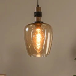 Ilona lámpara colgante, cristal, Ø 22 cm, negro/ámbar, 1 luz