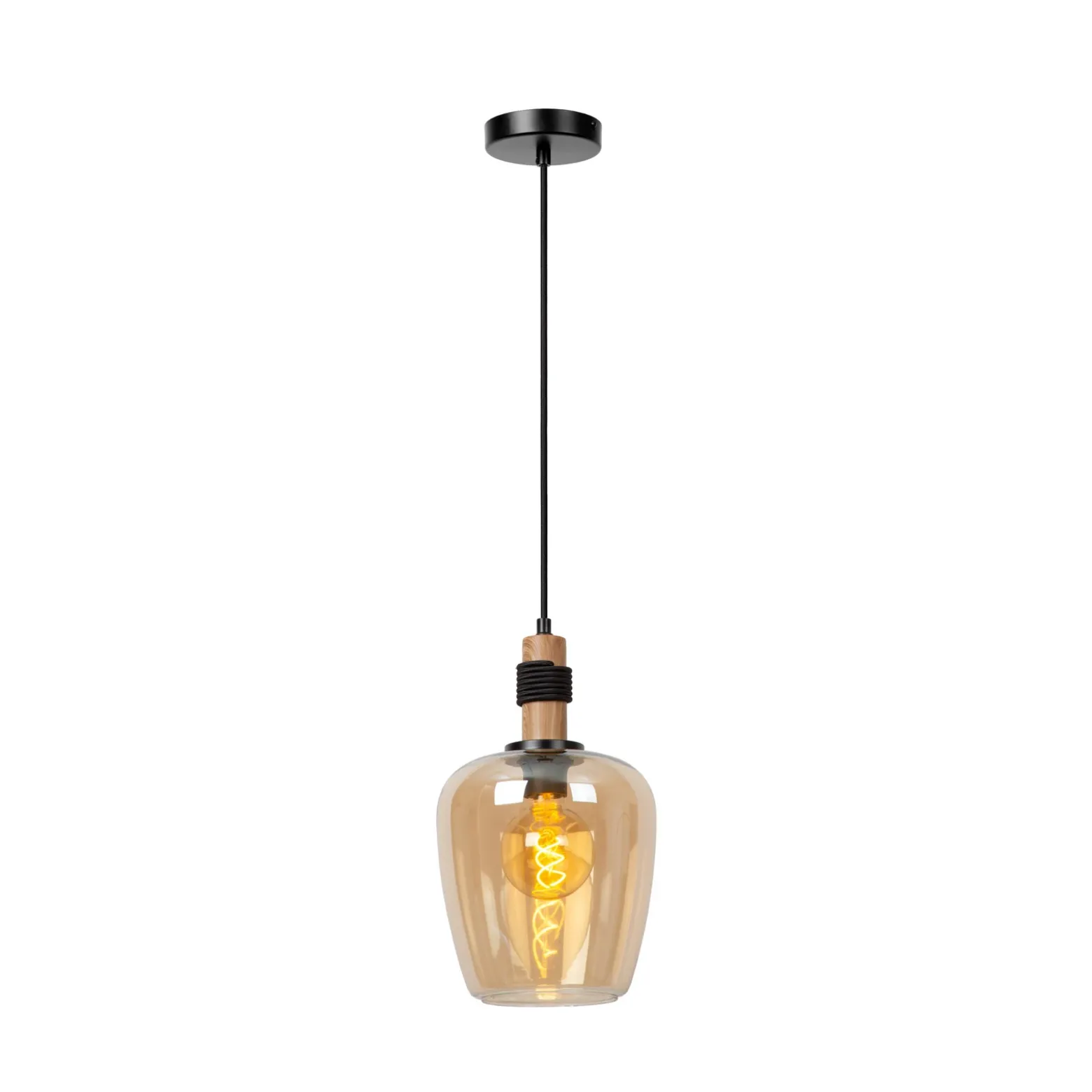 Ilona lámpara colgante, cristal, Ø 22 cm, negro/ámbar, 1 luz
