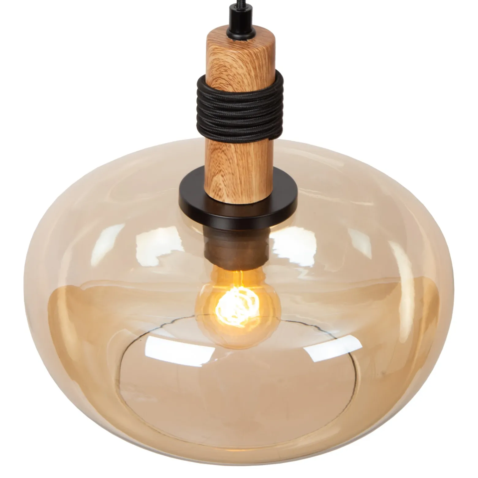 Ilona lámpara colgante, cristal, Ø 30 cm, negro/ámbar, 1 luz