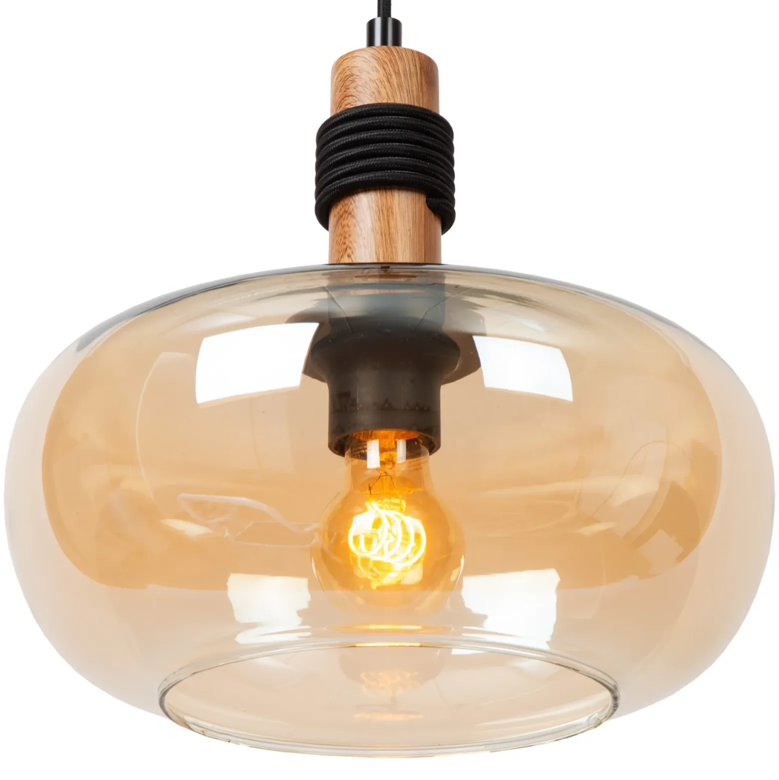 Ilona lámpara colgante, cristal, Ø 30 cm, negro/ámbar, 1 luz