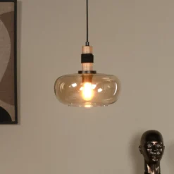 Ilona lámpara colgante, cristal, Ø 30 cm, negro/ámbar, 1 luz