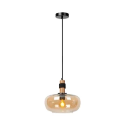 Ilona lámpara colgante, cristal, Ø 30 cm, negro/ámbar, 1 luz