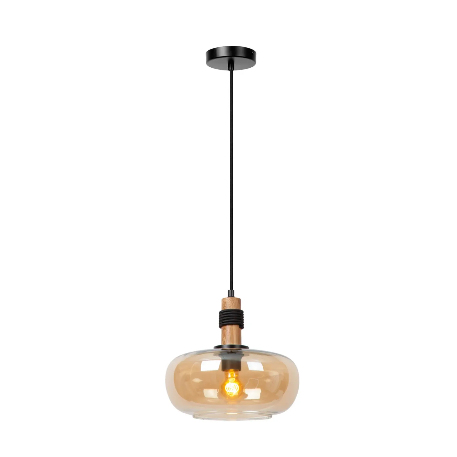 Ilona lámpara colgante, cristal, Ø 30 cm, negro/ámbar, 1 luz
