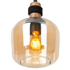Ilona lámpara colgante, cristal, negro/ámbar, 3 luces