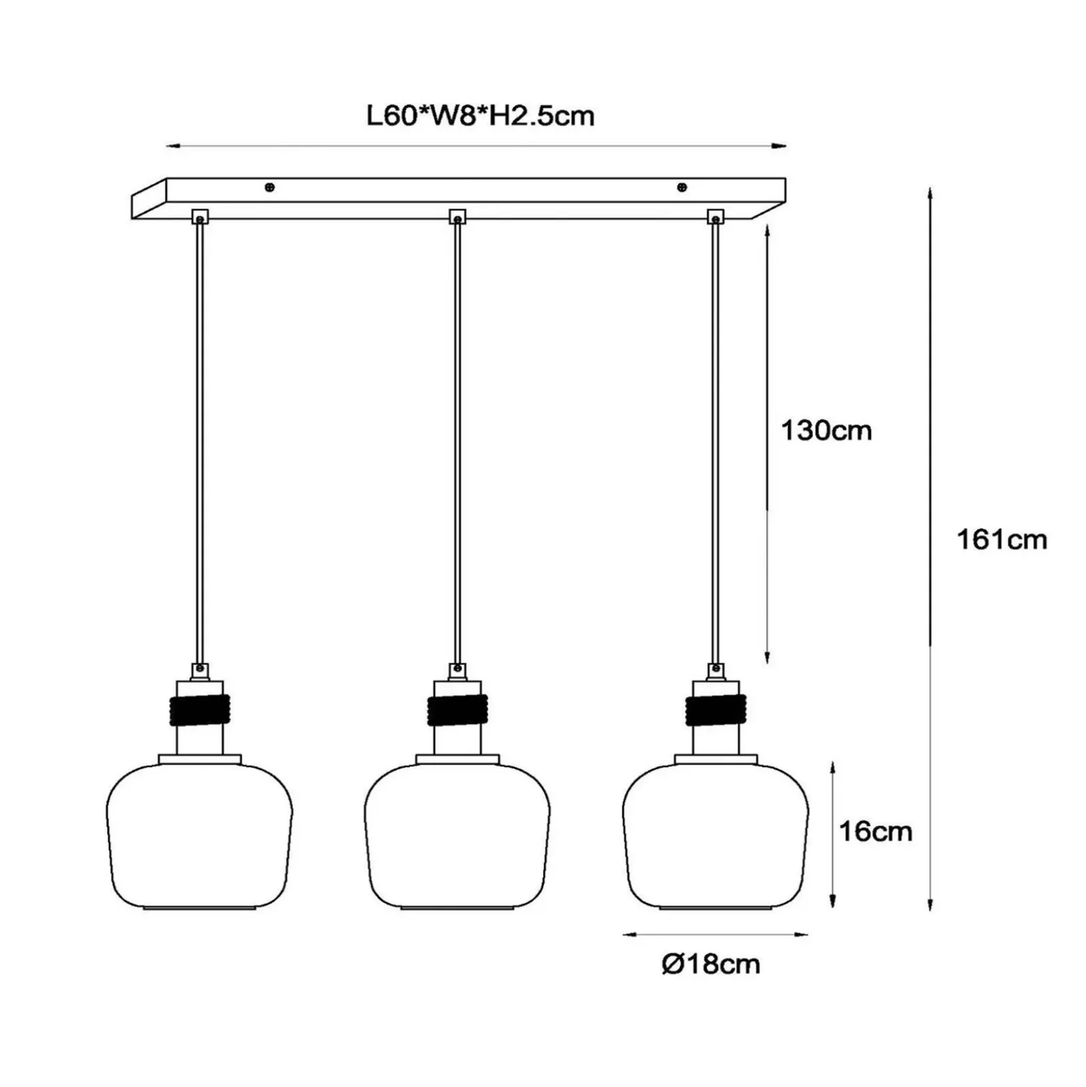 Ilona lámpara colgante, cristal, negro/ámbar, 3 luces