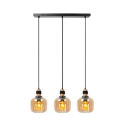 Ilona lámpara colgante, cristal, negro/ámbar, 3 luces