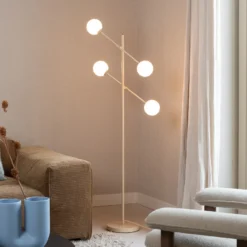 IT'S ABOUT ROMI Lámpara de pie Copenhagen, beige, cristal, giratoria