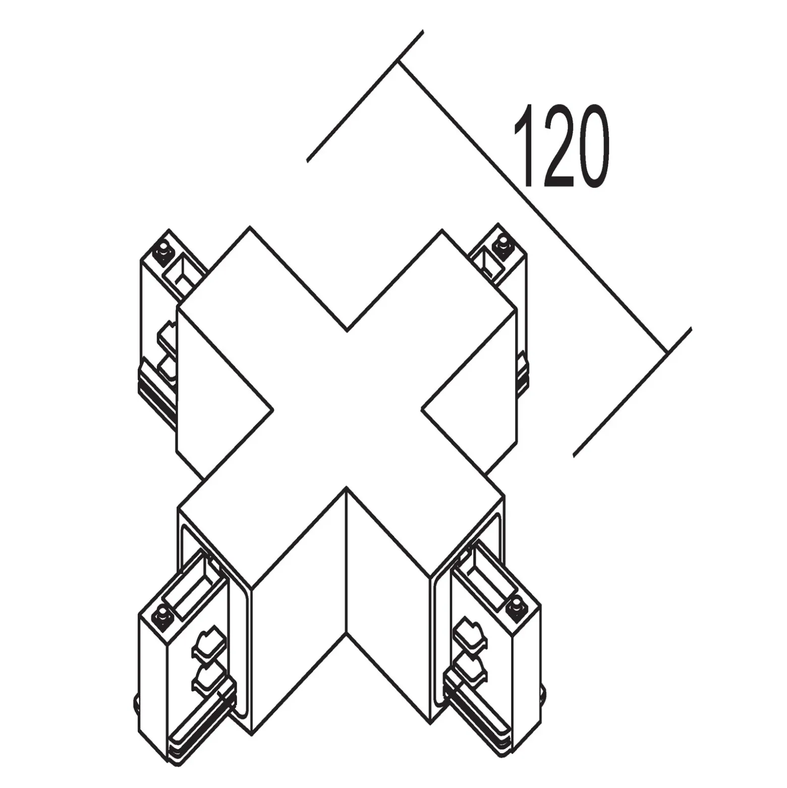 Ivela conector en X de sistema 3 fases LKM, negro