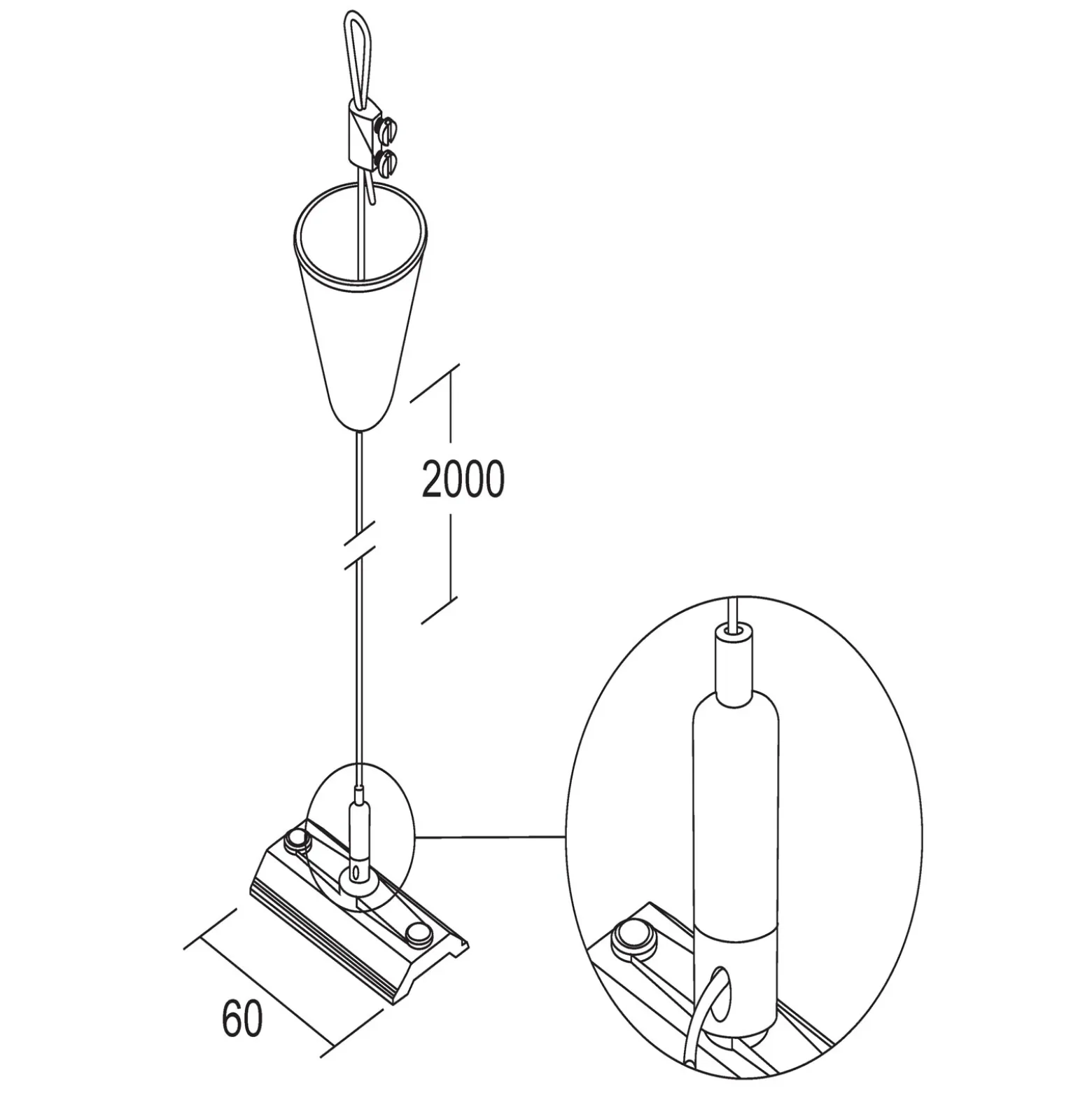 Ivela LKM Suspensión con cable 200 cm, blanco, tensor de cable