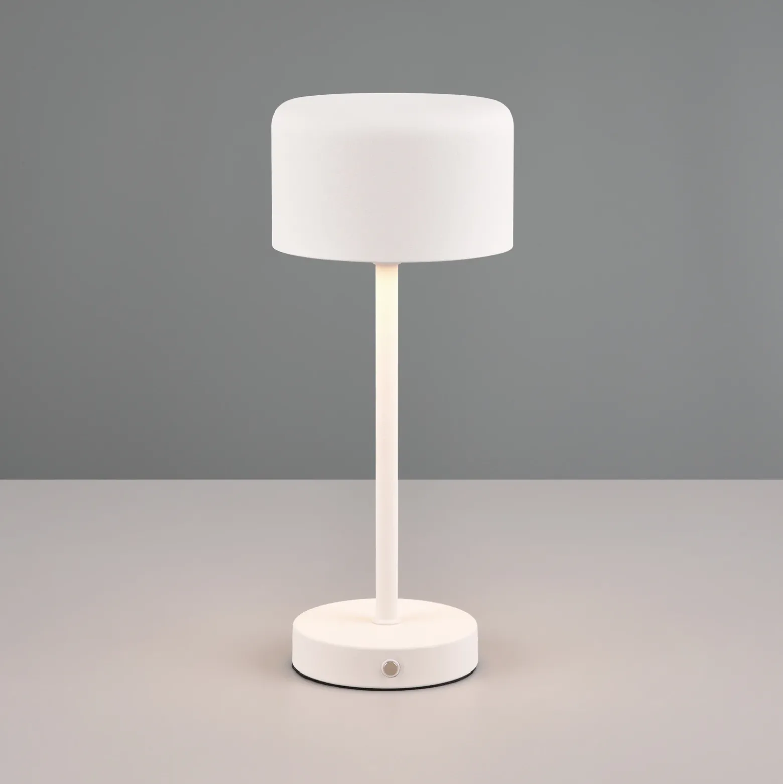 Jeff lámpara de mesa LED recargable, blanco mate, altura 30 cm, metal