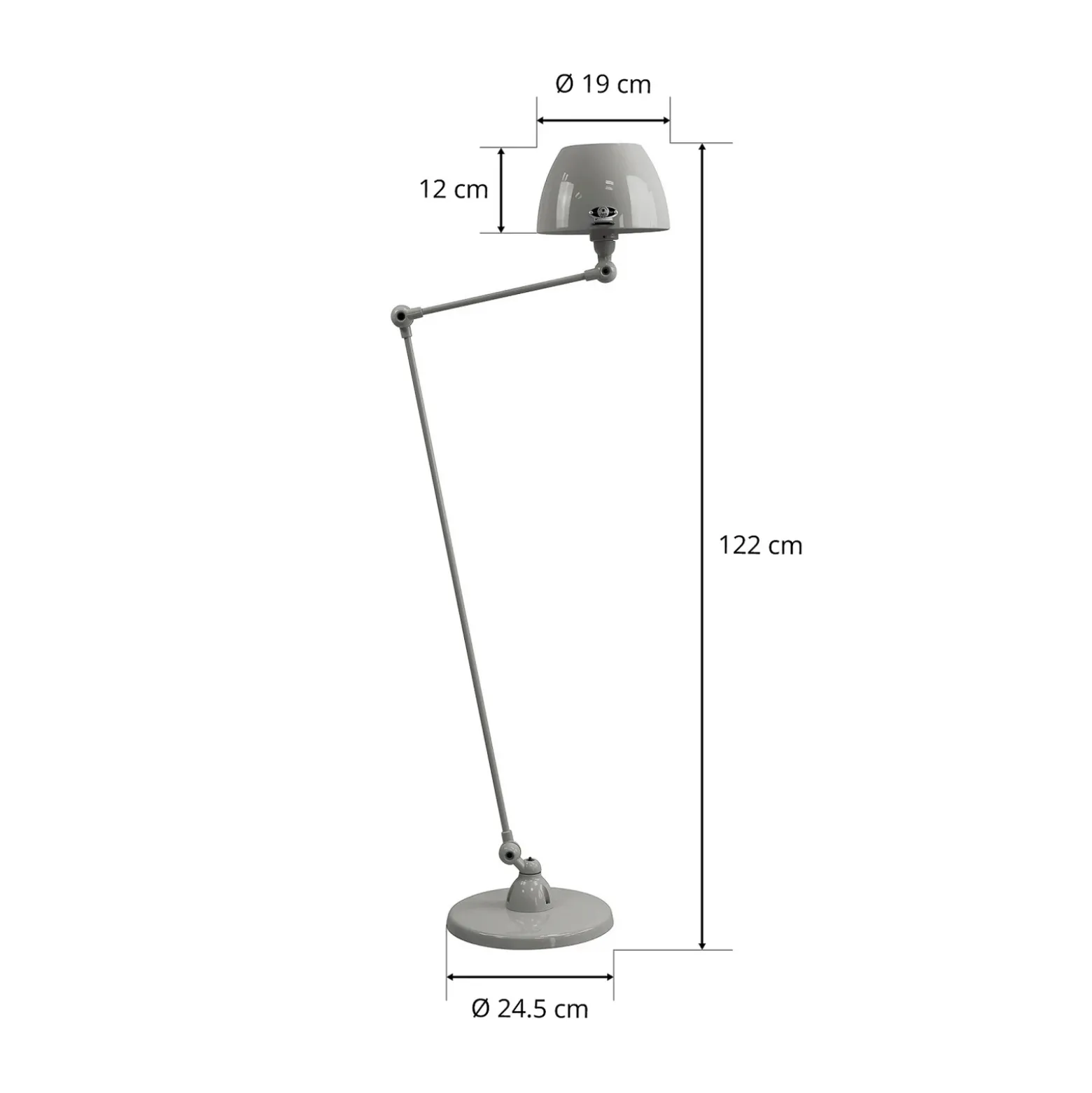 Jieldé Aicler AIC833 lámpara de pie 80+30cm gris