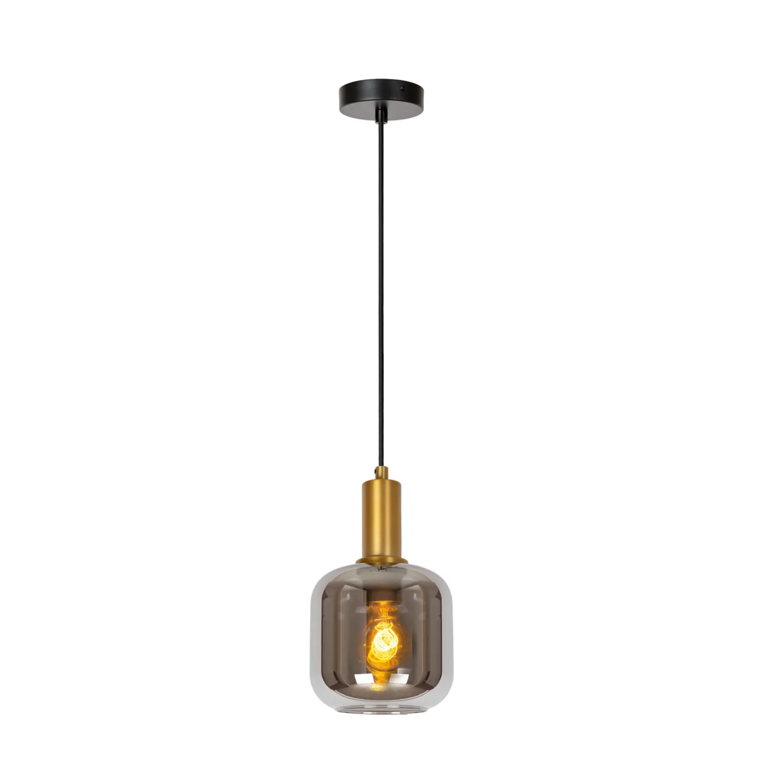 Joanet lámpara colgante, Ø 16 cm, 1 luz, cristal, negro