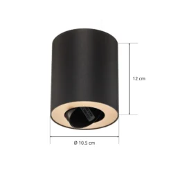 Juego de downlights, negro/dorado, 12 cm de altura, orientables, GU10