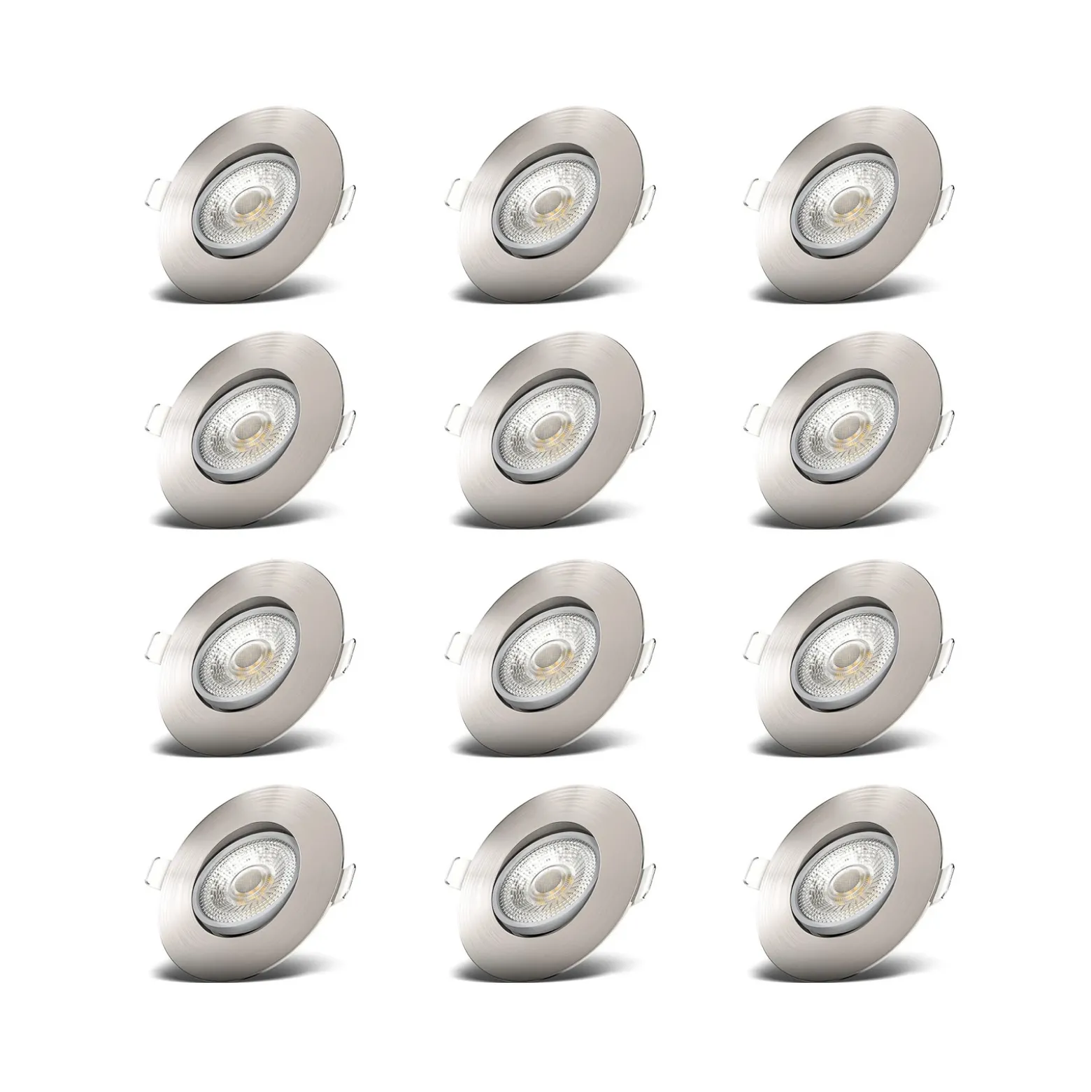 Juego de 12 focos empotrables LED Slide, níquel mate, 3000 K