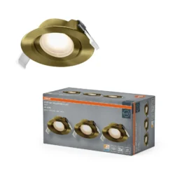 Juego de 3 focos empotrables LED de OSRAM, click-CCT, 120°, latón, Ø 9 cm