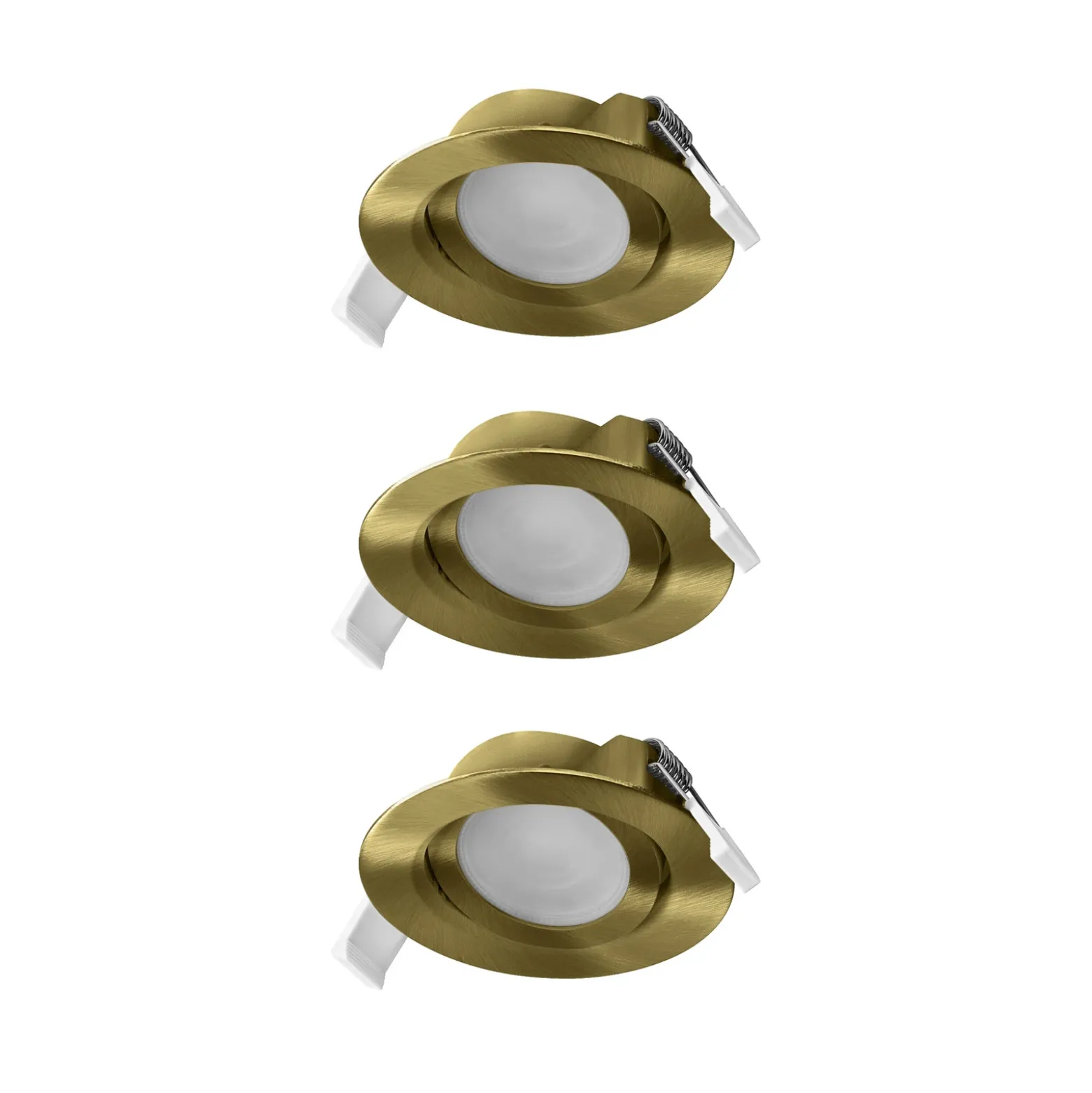Juego de 3 focos empotrables LED de OSRAM, click-CCT, 120°, latón, Ø 9 cm