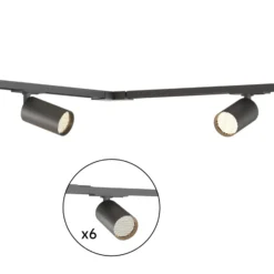Juego de rieles Calex, 6 focos GU10, negro, longitud 3 m, metal