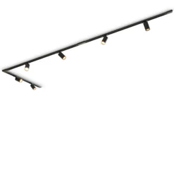 Juego de rieles Calex, 6 focos GU10, negro, longitud 3 m, metal