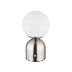 Julsy lámpara de mesa LED recargable, color níquel, altura 21 cm, CCT