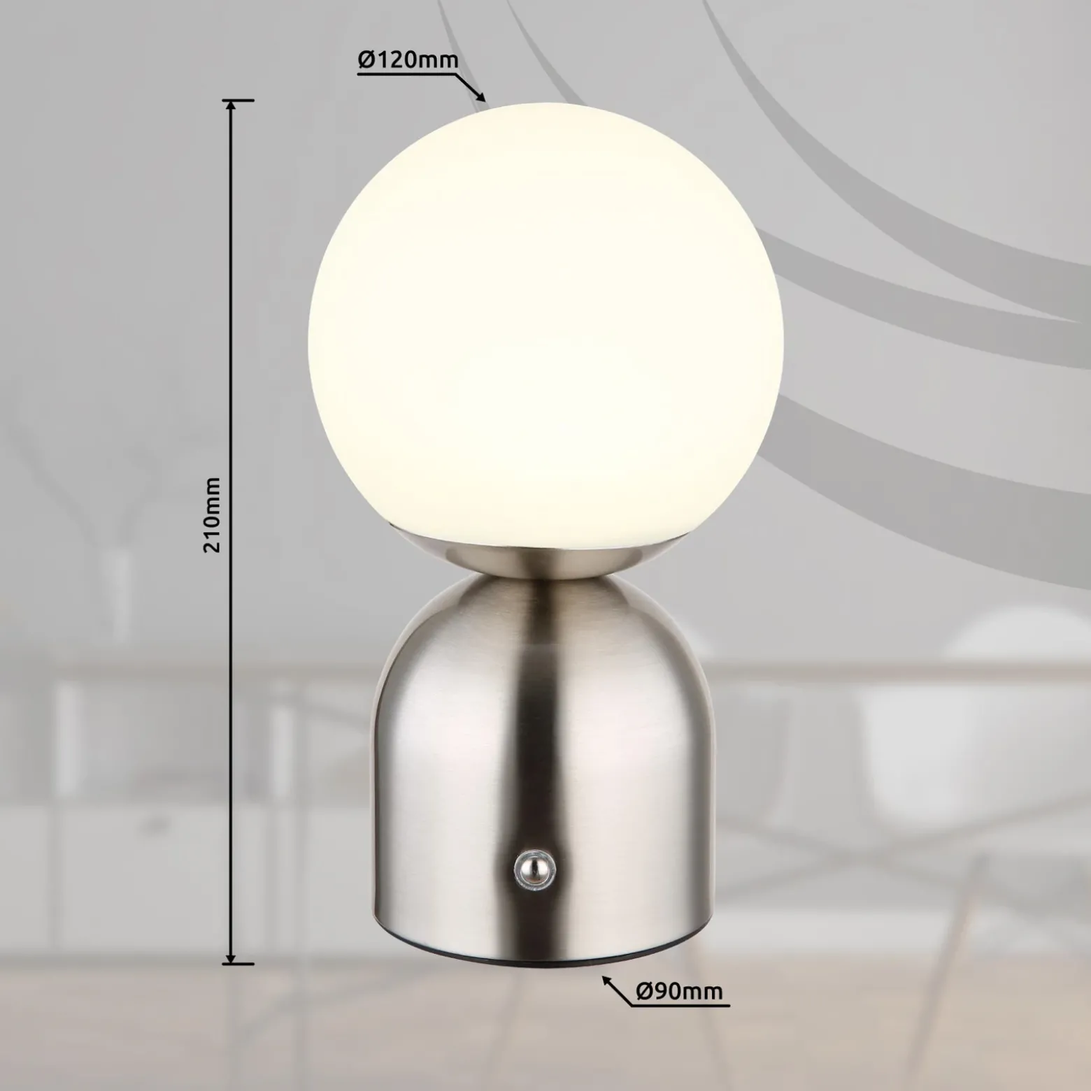 Julsy lámpara de mesa LED recargable, color níquel, altura 21 cm, CCT