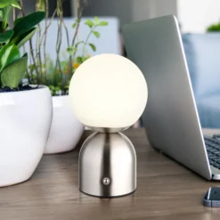 Julsy lámpara de mesa LED recargable, color níquel, altura 21 cm, CCT
