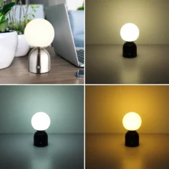 Julsy lámpara de mesa LED recargable, color níquel, altura 21 cm, CCT