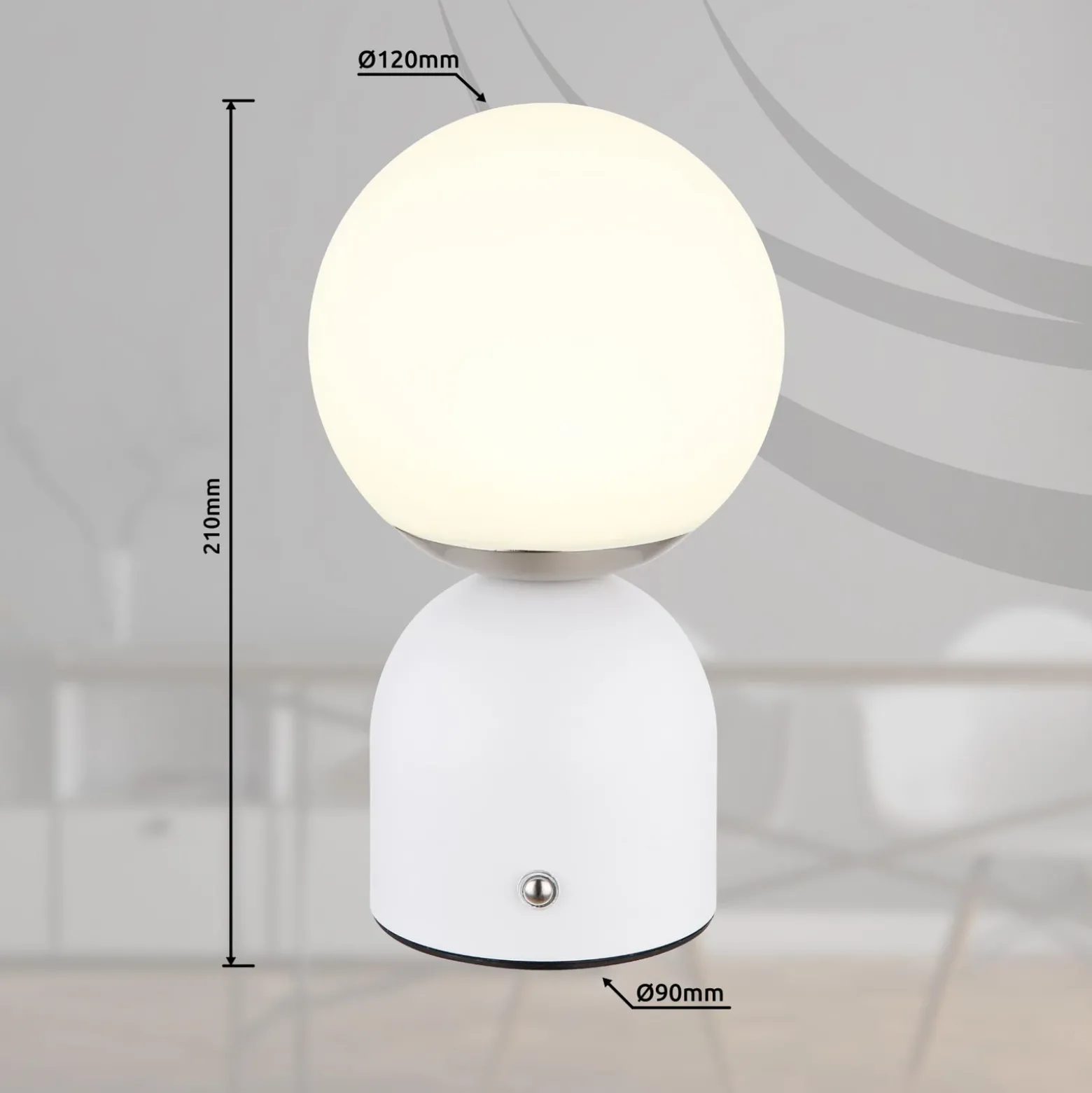 Julsy lámpara de mesa LED recargable, blanca, altura 21 cm, metal, CCT