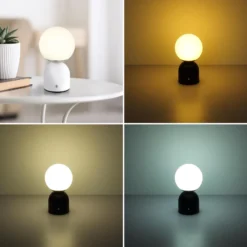 Julsy lámpara de mesa LED recargable, blanca, altura 21 cm, metal, CCT