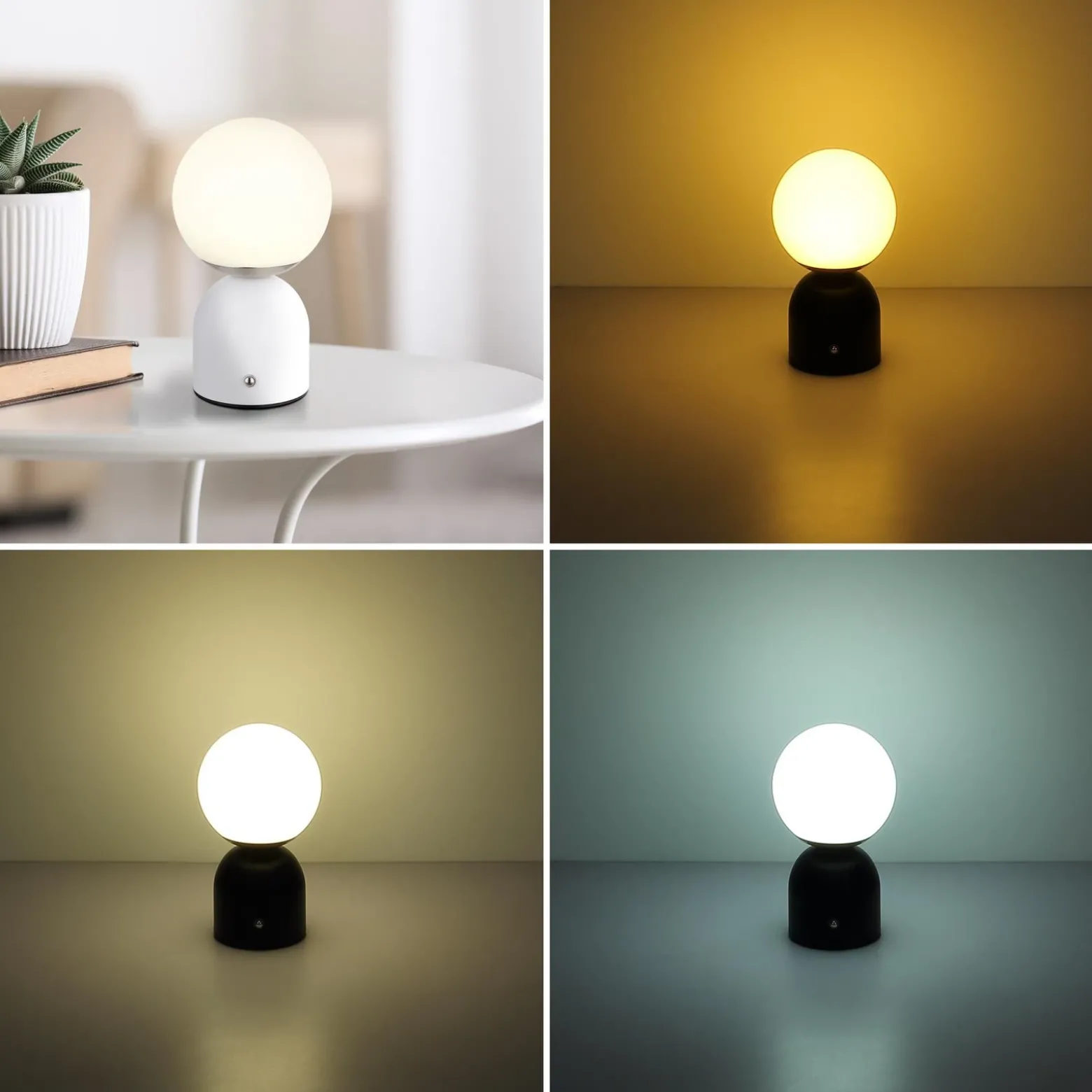 Julsy lámpara de mesa LED recargable, blanca, altura 21 cm, metal, CCT