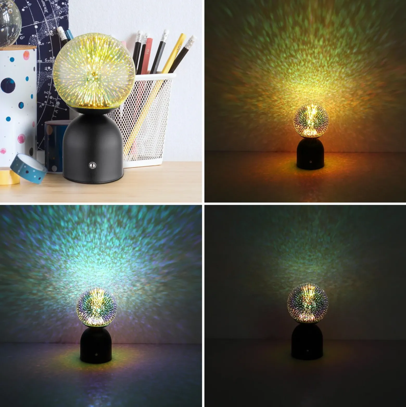 Julsy lámpara de mesa LED recargable, negra, 3D, altura 21 cm, CCT
