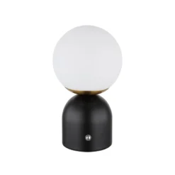 Julsy lámpara de mesa LED recargable, negra, altura 21 cm, metal, CCT