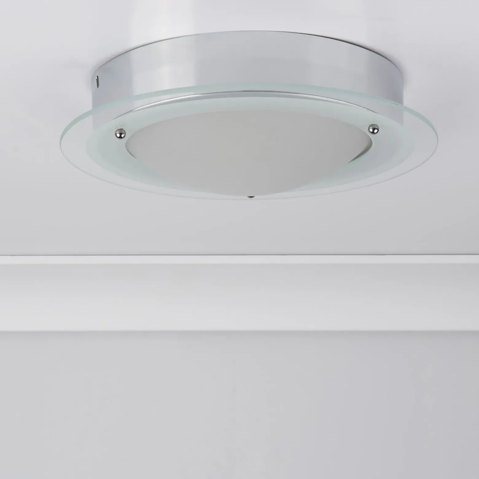 JUNA lámpara de techo para baño, borde de vidrio