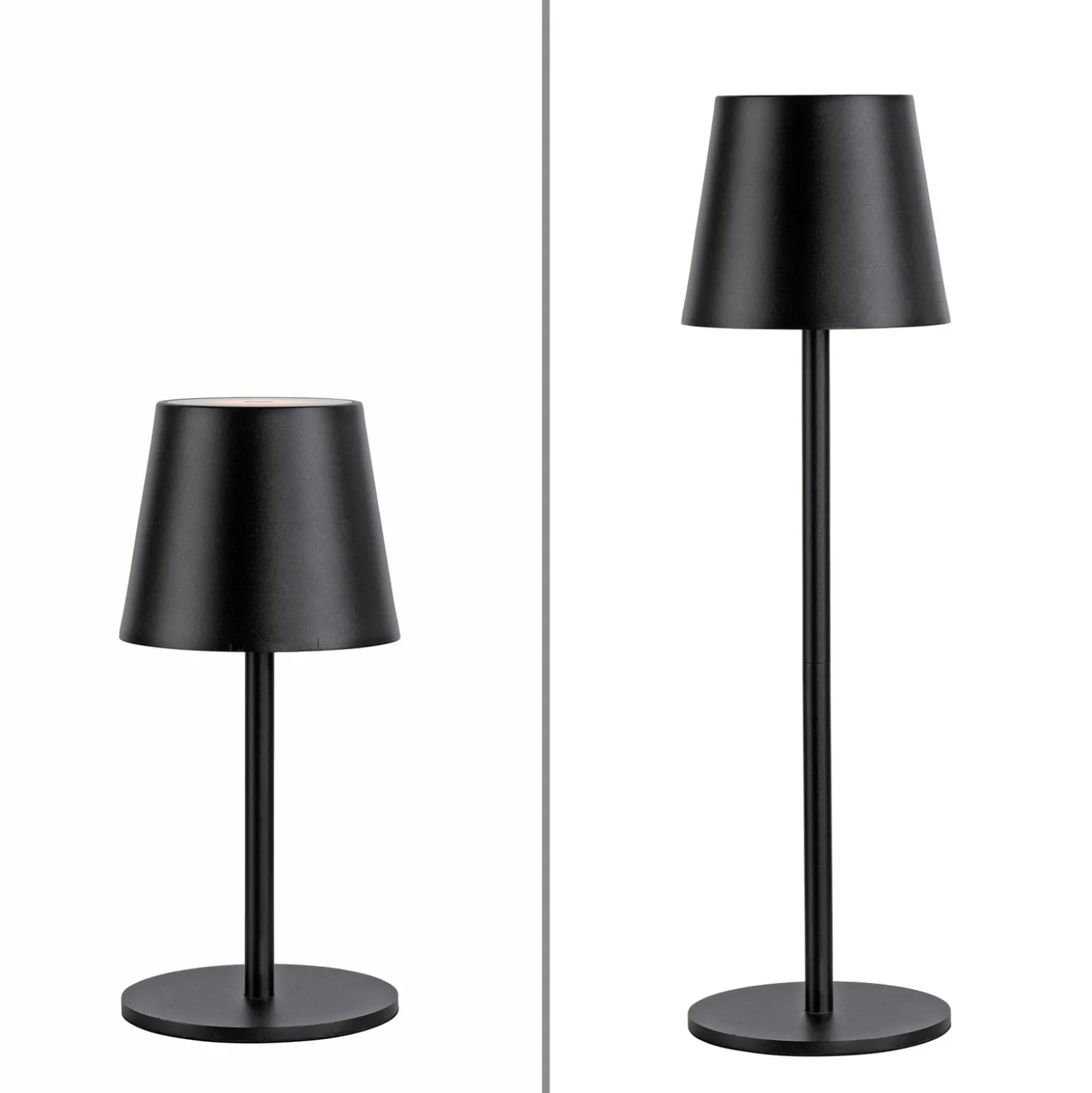 JUST LIGHT. Euria lámpara de mesa LED recargable, negro, hierro IP54