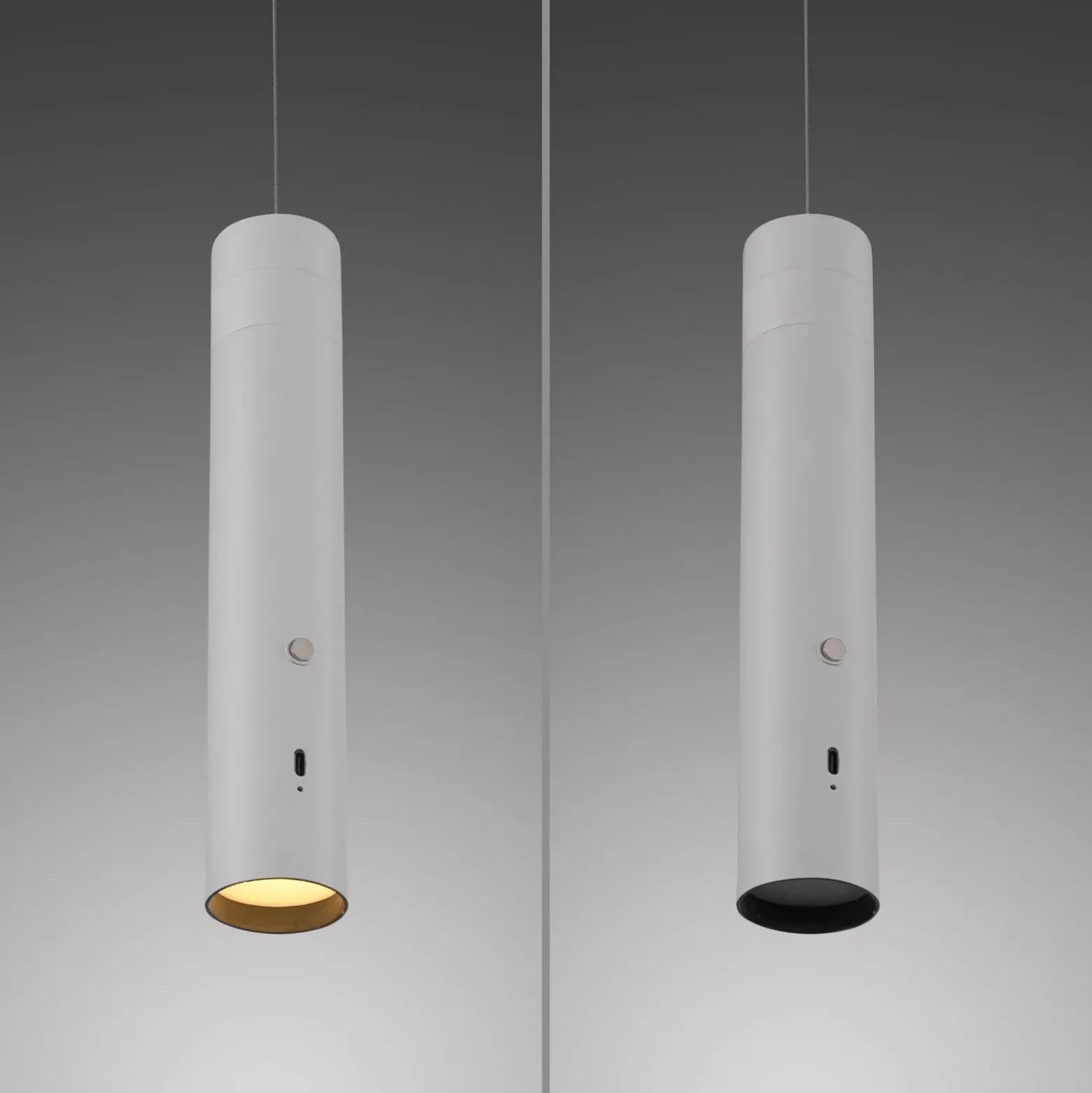 JUST LIGHT. Lámpara colgante LED recargable Attach, blanco, hierro