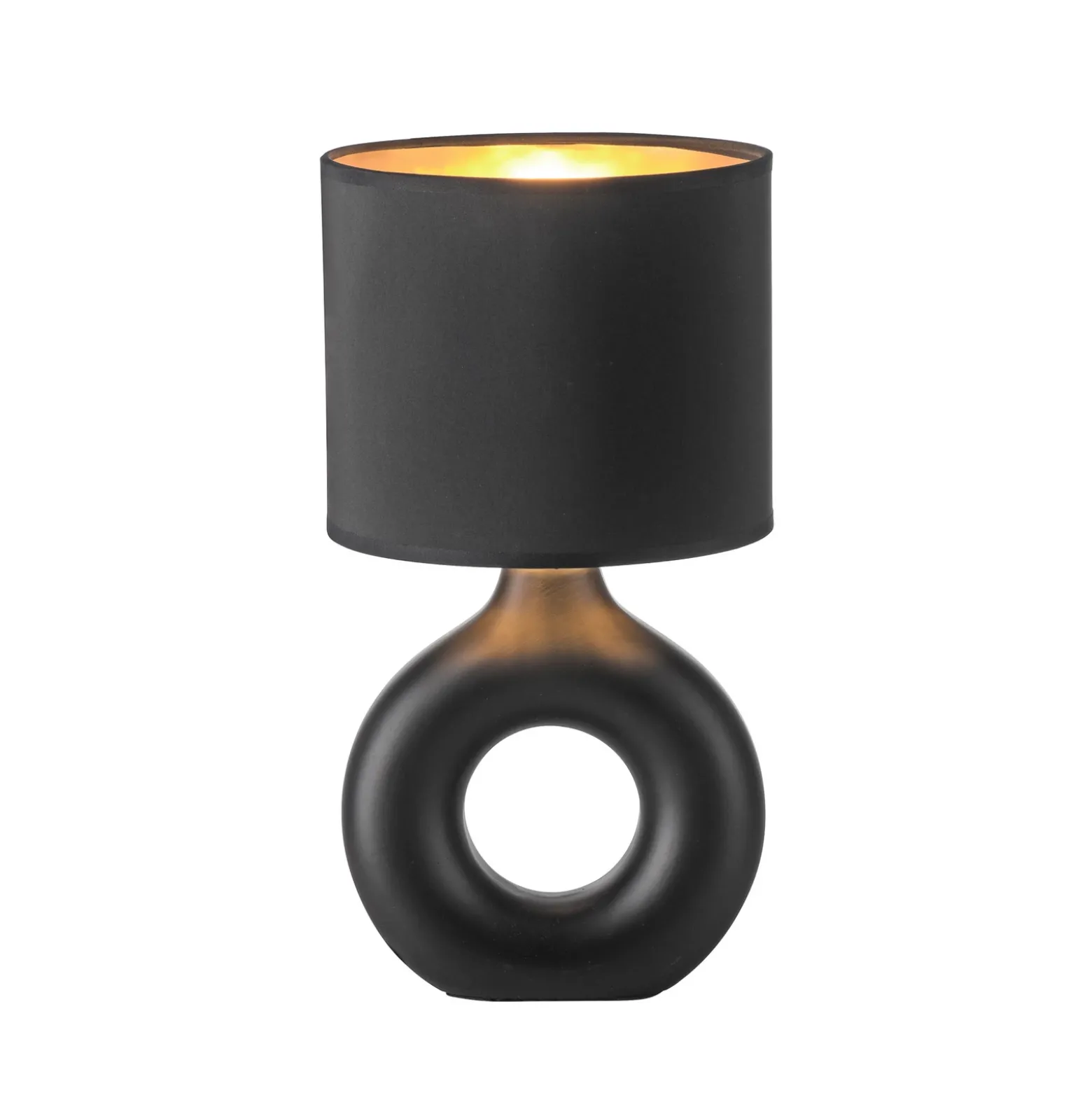 JUST LIGHT. Lámpara de mesa Carara, base de cerámica, negro