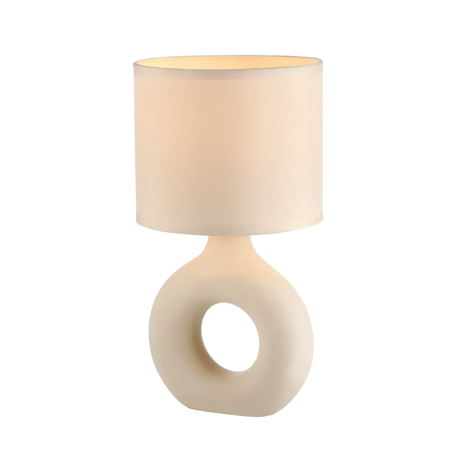 JUST LIGHT. Lámpara de mesa Carara, base de cerámica, beige