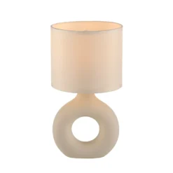 JUST LIGHT. Lámpara de mesa Carara, base de cerámica, beige