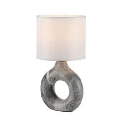 JUST LIGHT. Lámpara de mesa Carara, base de cerámica, gris