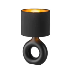 JUST LIGHT. Lámpara de mesa Carara, base de cerámica, negro