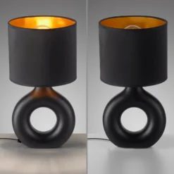 JUST LIGHT. Lámpara de mesa Carara, base de cerámica, negro