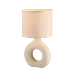 JUST LIGHT. Lámpara de mesa Carara, base de cerámica, beige