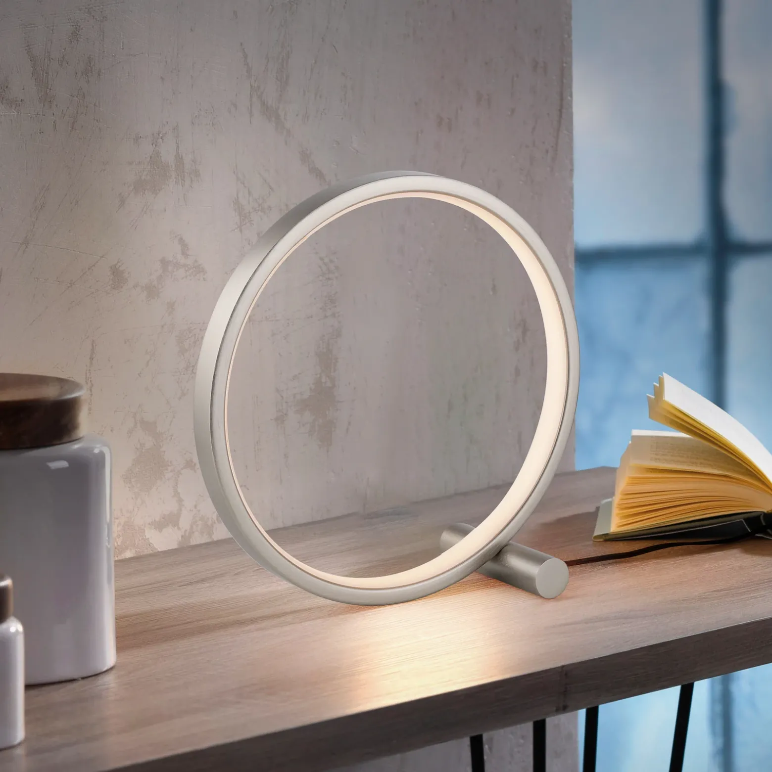 JUST LIGHT. Lámpara de mesa LED Mini Ritus, Ø 25 cm, hierro