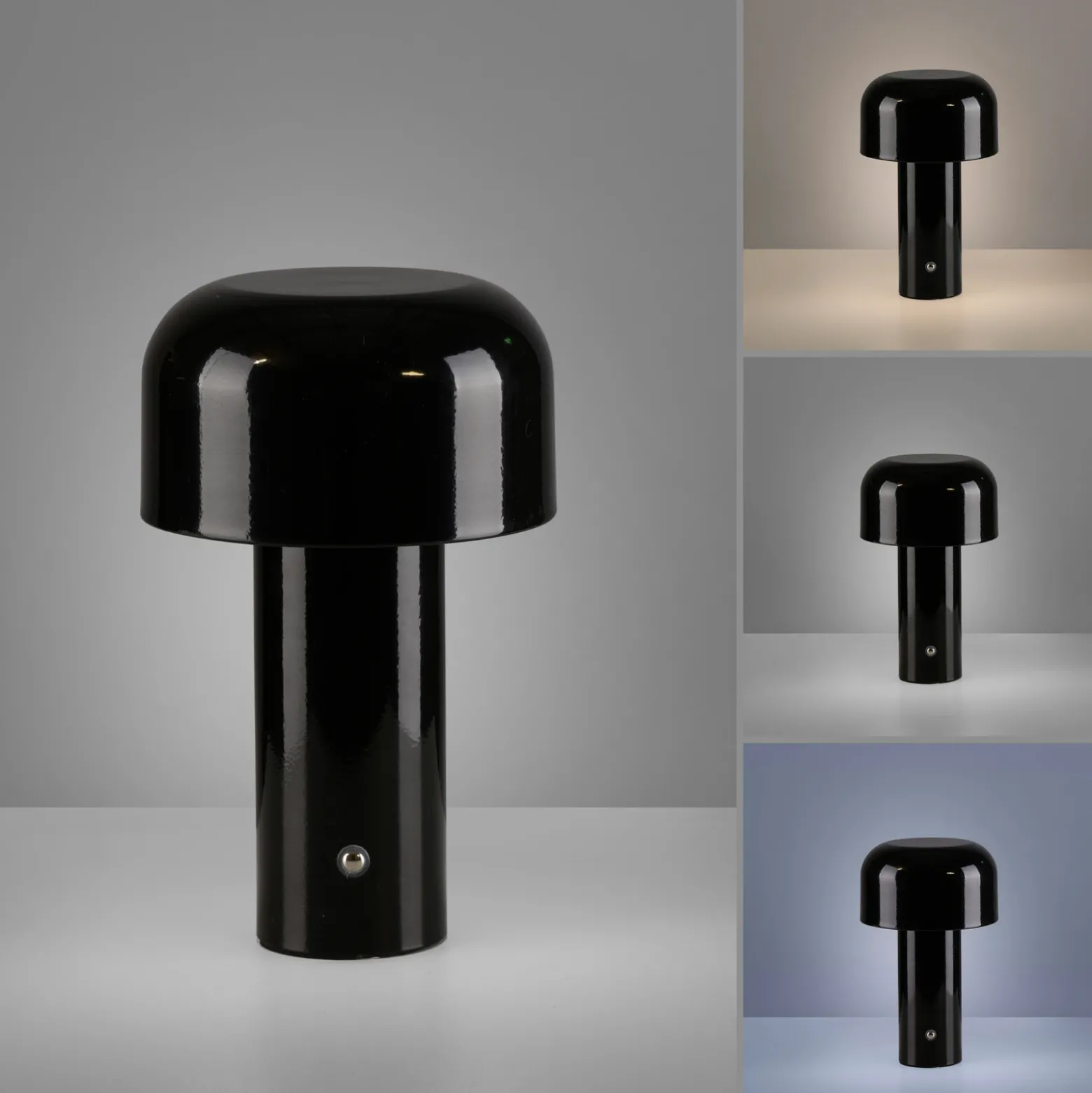JUST LIGHT. Lámpara de mesa LED recargable Agnes, negra, hierro, CCT