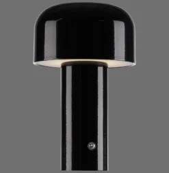 JUST LIGHT. Lámpara de mesa LED recargable Agnes, negra, hierro, CCT