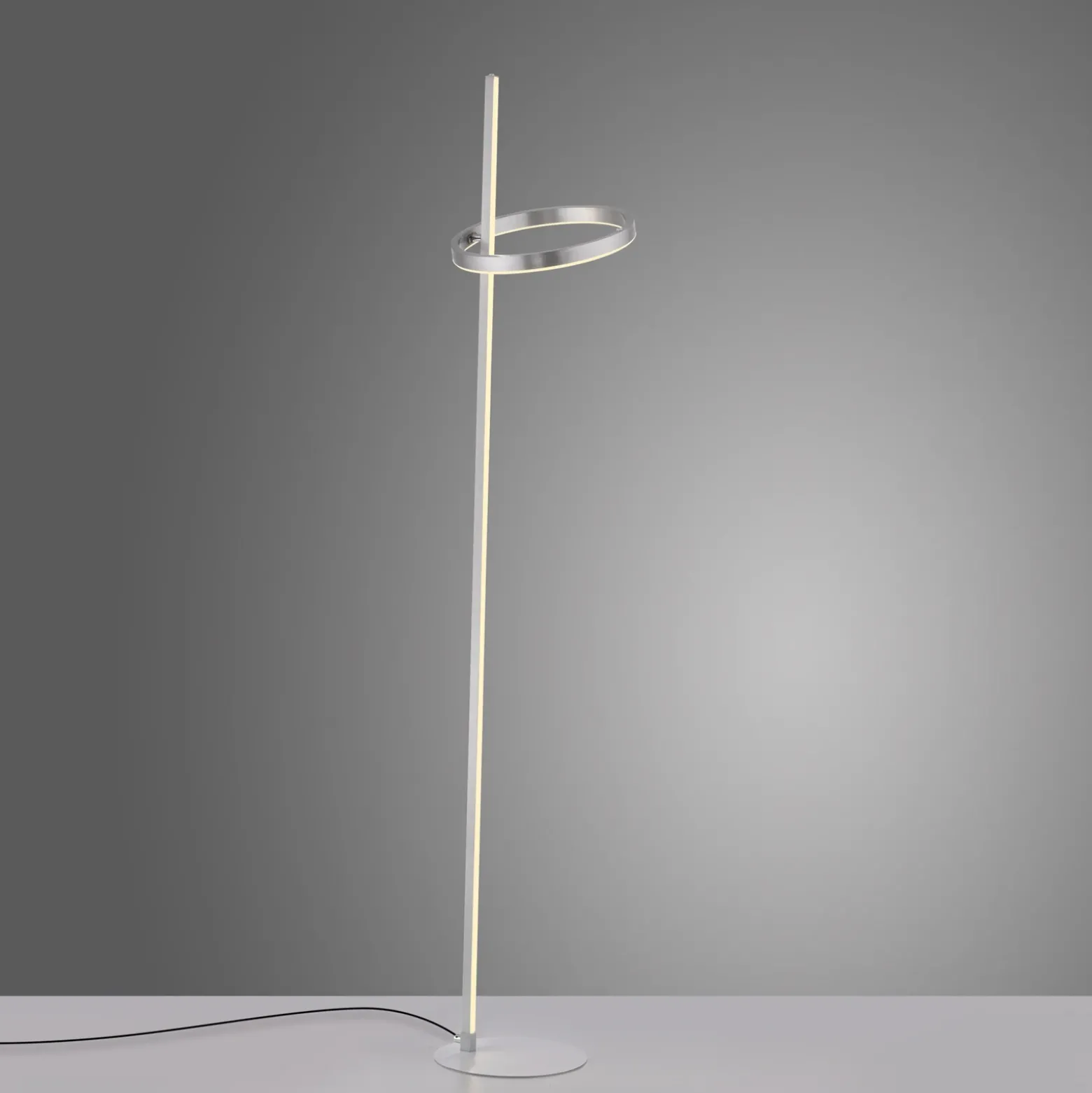 JUST LIGHT. Lámpara de pie LED Ritus plata hierro atenuable 3000 K