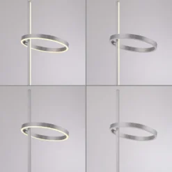 JUST LIGHT. Lámpara de pie LED Ritus plata hierro atenuable 3000 K