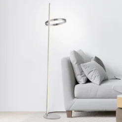 JUST LIGHT. Lámpara de pie LED Ritus plata hierro atenuable 3000 K